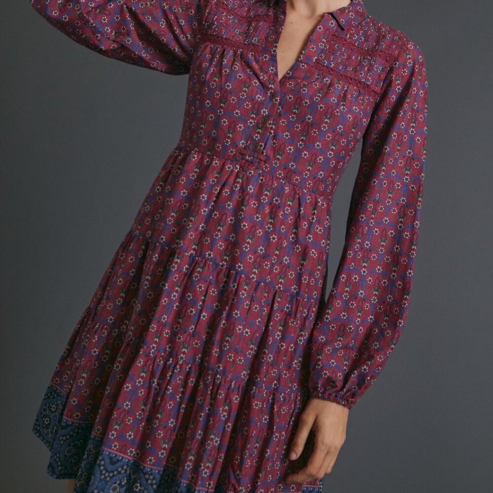 ANTHROPOLOGIE Diyana Tiered Tunic Dress SIZE XS NEW WITH TAGS